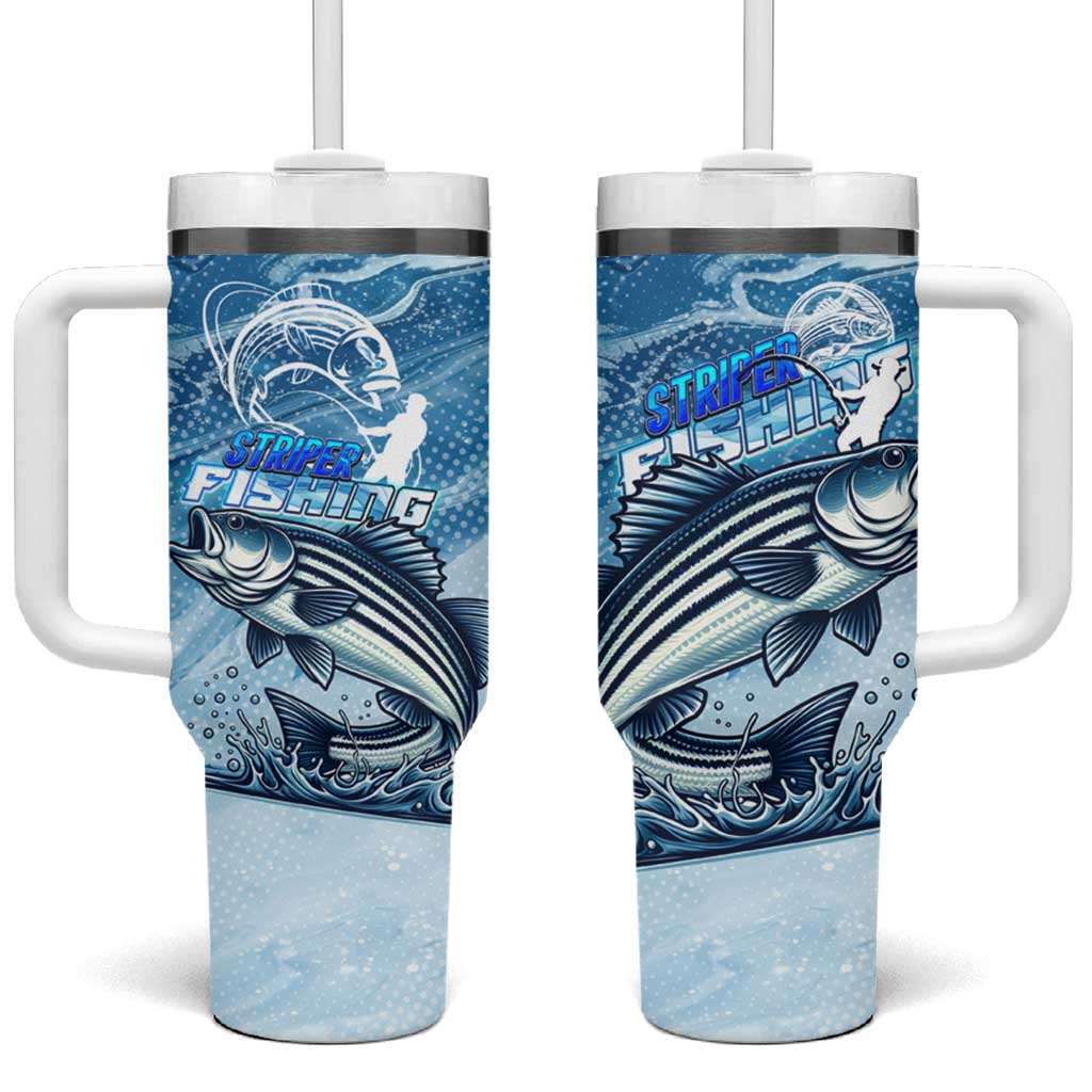 Striper Fishing Tumbler With Handle Striped Bass Angler - Wonder Print Shop