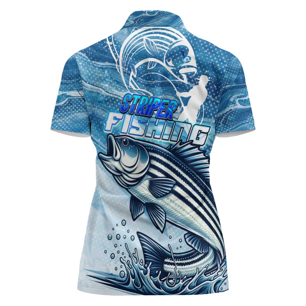 Striper Fishing Women Polo Shirt Striped Bass Angler - Wonder Print Shop