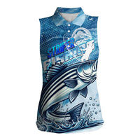 Striper Fishing Women Sleeveless Polo Shirt Striped Bass Angler - Wonder Print Shop