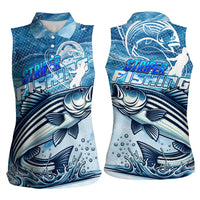Striper Fishing Women Sleeveless Polo Shirt Striped Bass Angler - Wonder Print Shop