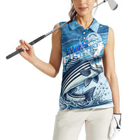 Striper Fishing Women Sleeveless Polo Shirt Striped Bass Angler - Wonder Print Shop