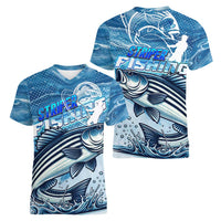 Striper Fishing Women V-Neck T-Shirt Striped Bass Angler - Wonder Print Shop