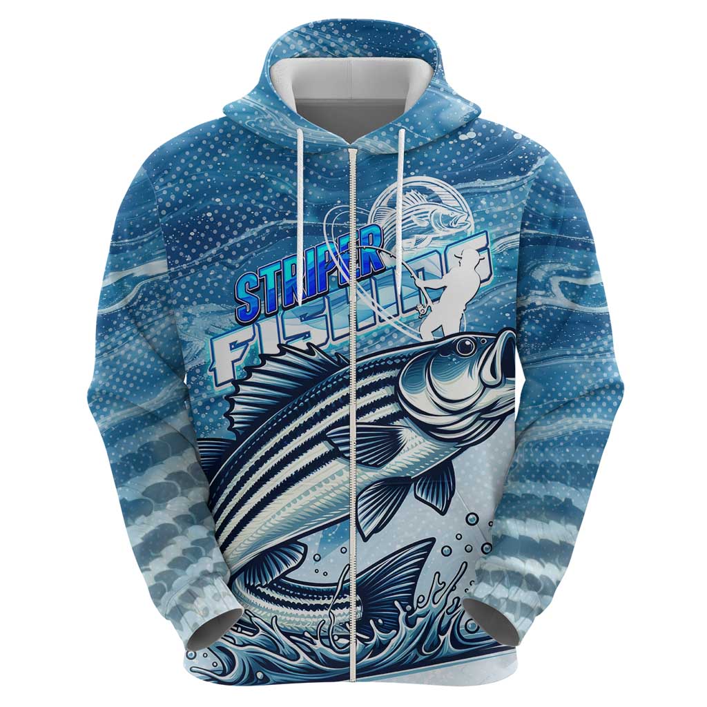 Striper Fishing Zip Hoodie Striped Bass Angler - Wonder Print Shop