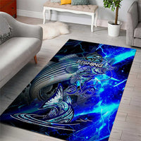 Blue Lightning Striped Bass Area Rug Power Surge Fishing Hook Electric Print - Wonder Print Shop