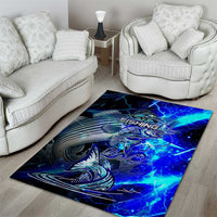 Blue Lightning Striped Bass Area Rug Power Surge Fishing Hook Electric Print - Wonder Print Shop