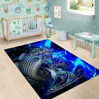 Blue Lightning Striped Bass Area Rug Power Surge Fishing Hook Electric Print - Wonder Print Shop