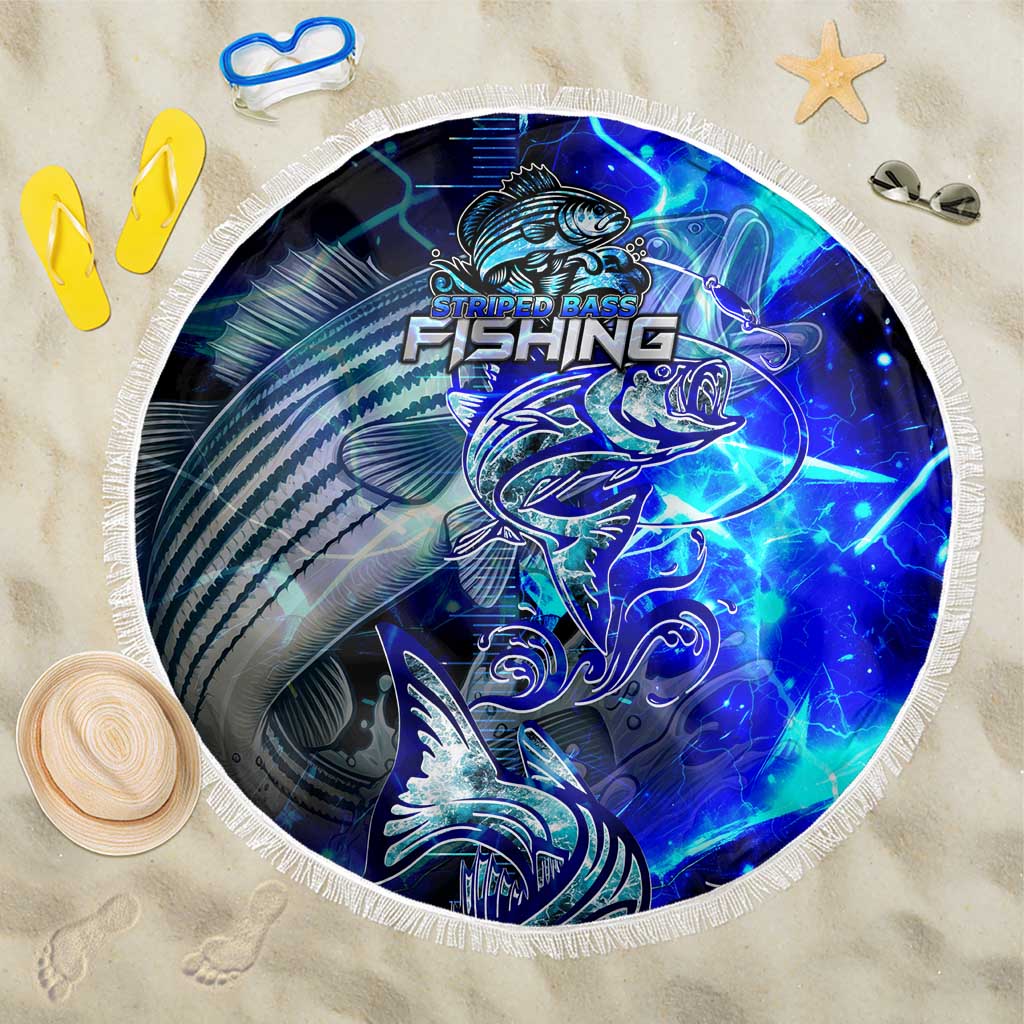 Blue Lightning Striped Bass Beach Blanket Power Surge Fishing Hook Electric Print - Wonder Print Shop