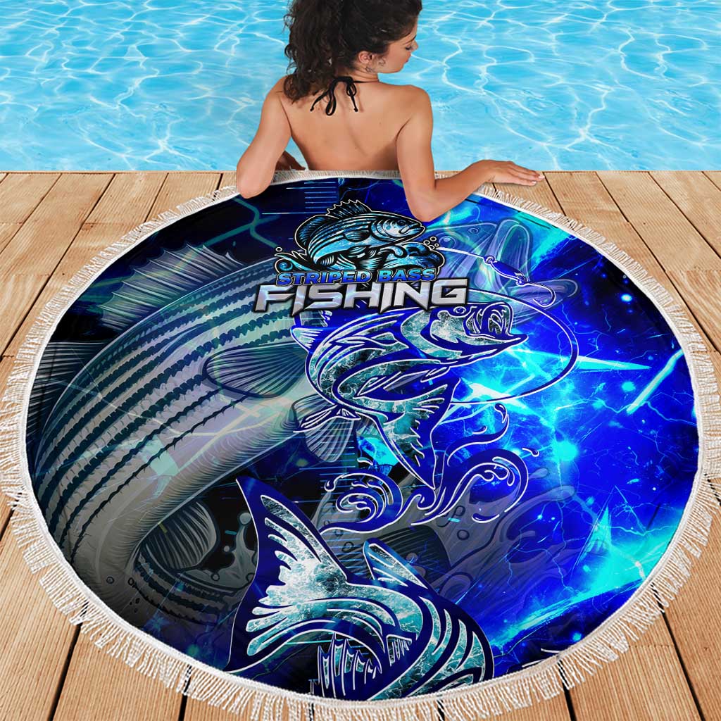 Blue Lightning Striped Bass Beach Blanket Power Surge Fishing Hook Electric Print - Wonder Print Shop
