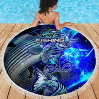 Blue Lightning Striped Bass Beach Blanket Power Surge Fishing Hook Electric Print - Wonder Print Shop