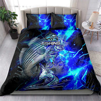Blue Lightning Striped Bass Bedding Set Power Surge Fishing Hook Electric Print - Wonder Print Shop