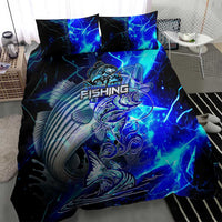 Blue Lightning Striped Bass Bedding Set Power Surge Fishing Hook Electric Print - Wonder Print Shop