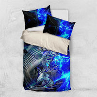 Blue Lightning Striped Bass Bedding Set Power Surge Fishing Hook Electric Print - Wonder Print Shop