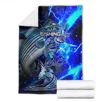 Blue Lightning Striped Bass Blanket Power Surge Fishing Hook Electric Print - Wonder Print Shop