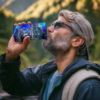 Blue Lightning Striped Bass 4 in 1 Can Cooler Tumbler Power Surge Fishing Hook Electric Print - Wonder Print Shop