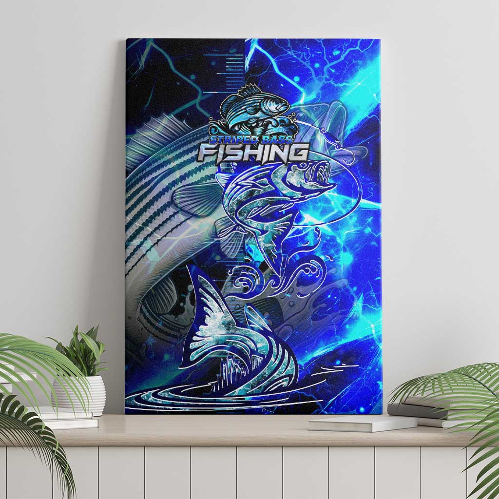 Blue Lightning Striped Bass Canvas Wall Art Power Surge Fishing Hook Electric Print - Wonder Print Shop