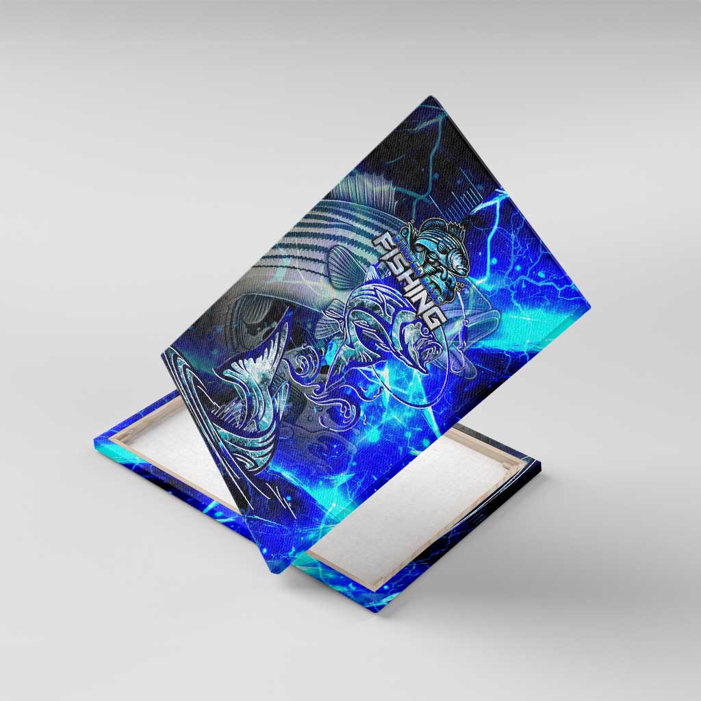 Blue Lightning Striped Bass Canvas Wall Art Power Surge Fishing Hook Electric Print - Wonder Print Shop