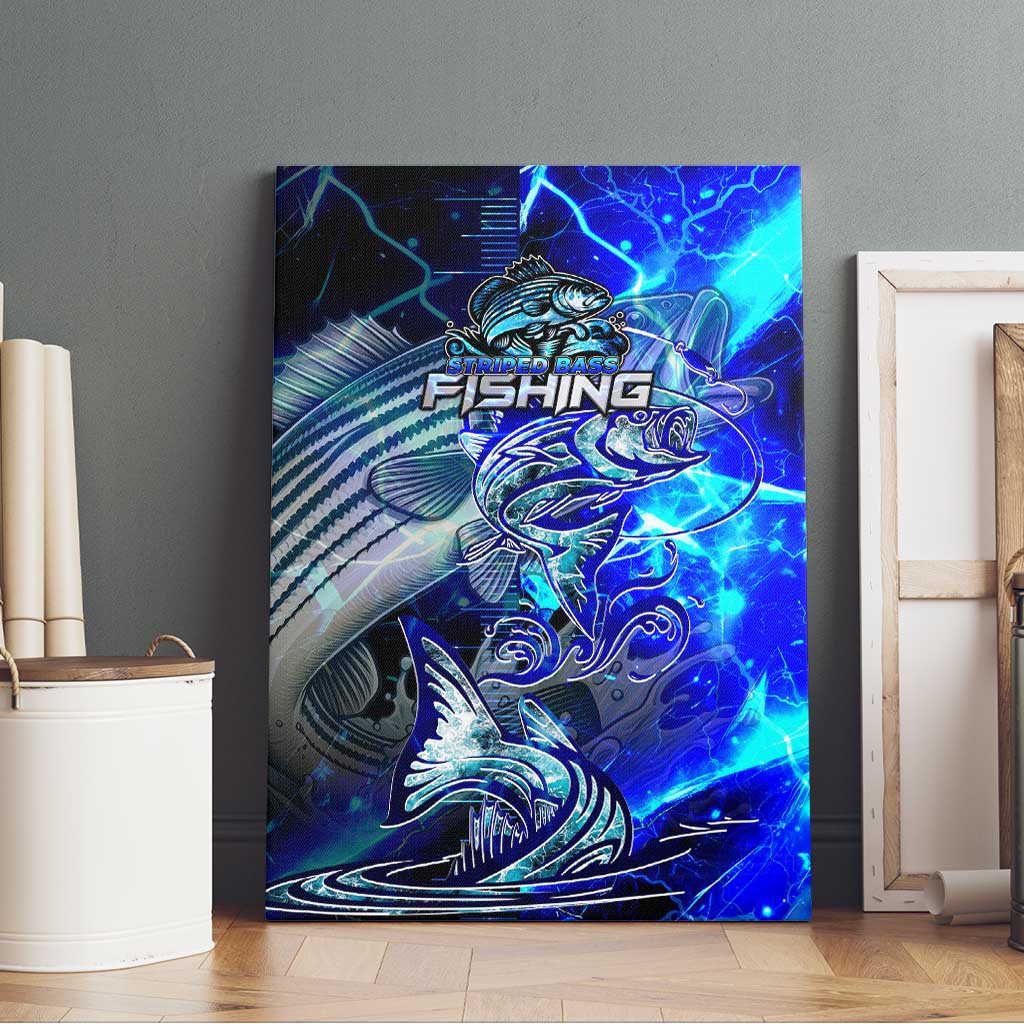 Blue Lightning Striped Bass Canvas Wall Art Power Surge Fishing Hook Electric Print - Wonder Print Shop