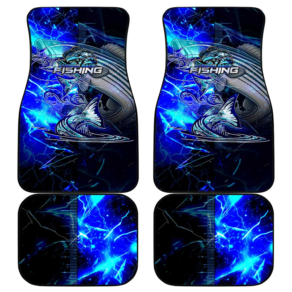 Blue Lightning Striped Bass Car Mats Power Surge Fishing Hook Electric Print - Wonder Print Shop