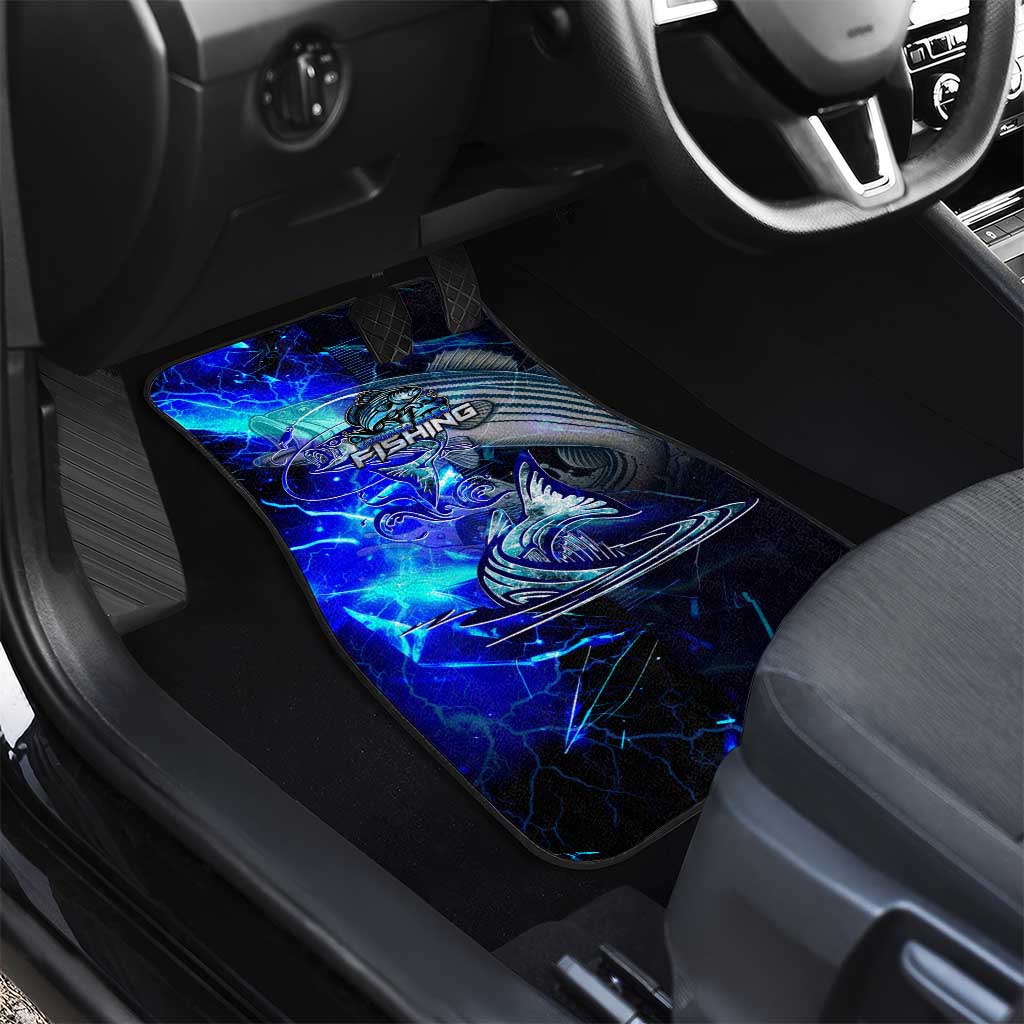Blue Lightning Striped Bass Car Mats Power Surge Fishing Hook Electric Print - Wonder Print Shop
