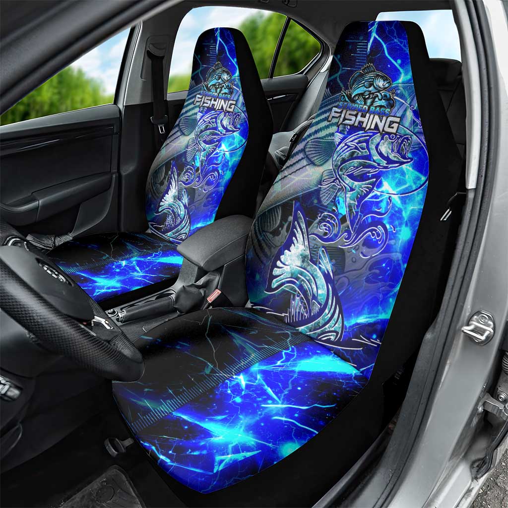 Blue Lightning Striped Bass Car Seat Cover Power Surge Fishing Hook Electric Print - Wonder Print Shop