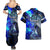 Blue Lightning Striped Bass Couples Matching Summer Maxi Dress and Hawaiian Shirt Power Surge Fishing Hook Electric Print - Wonder Print Shop