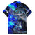 Blue Lightning Striped Bass Family Matching Off Shoulder Maxi Dress and Hawaiian Shirt Power Surge Fishing Hook Electric Print - Wonder Print Shop