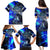 Blue Lightning Striped Bass Family Matching Puletasi and Hawaiian Shirt Power Surge Fishing Hook Electric Print - Wonder Print Shop