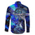 Blue Lightning Striped Bass Family Matching Short Sleeve Bodycon Dress and Hawaiian Shirt Power Surge Fishing Hook Electric Print - Wonder Print Shop
