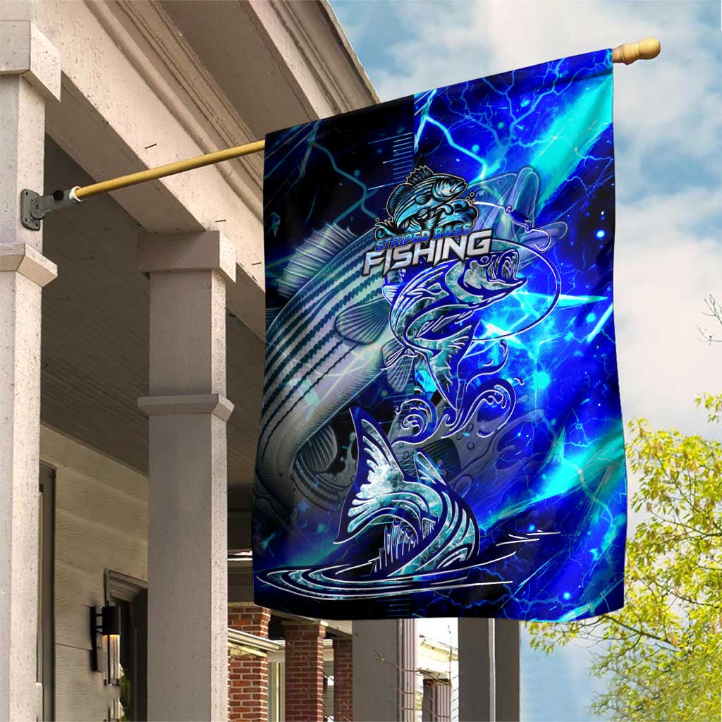 Blue Lightning Striped Bass Garden Flag Power Surge Fishing Hook Electric Print - Wonder Print Shop