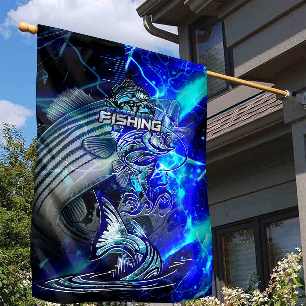 Blue Lightning Striped Bass Garden Flag Power Surge Fishing Hook Electric Print - Wonder Print Shop