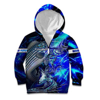 Blue Lightning Striped Bass Kid Hoodie Power Surge Fishing Hook Electric Print - Wonder Print Shop