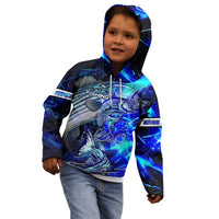 Blue Lightning Striped Bass Kid Hoodie Power Surge Fishing Hook Electric Print - Wonder Print Shop