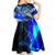 Blue Lightning Striped Bass Kid Short Sleeve Dress Power Surge Fishing Hook Electric Print - Wonder Print Shop