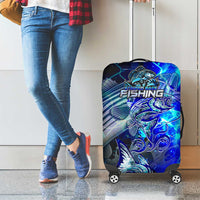 Blue Lightning Striped Bass Luggage Cover Power Surge Fishing Hook Electric Print - Wonder Print Shop