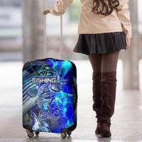 Blue Lightning Striped Bass Luggage Cover Power Surge Fishing Hook Electric Print - Wonder Print Shop