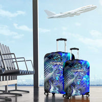 Blue Lightning Striped Bass Luggage Cover Power Surge Fishing Hook Electric Print - Wonder Print Shop