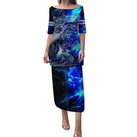 Blue Lightning Striped Bass Puletasi Power Surge Fishing Hook Electric Print - Wonder Print Shop