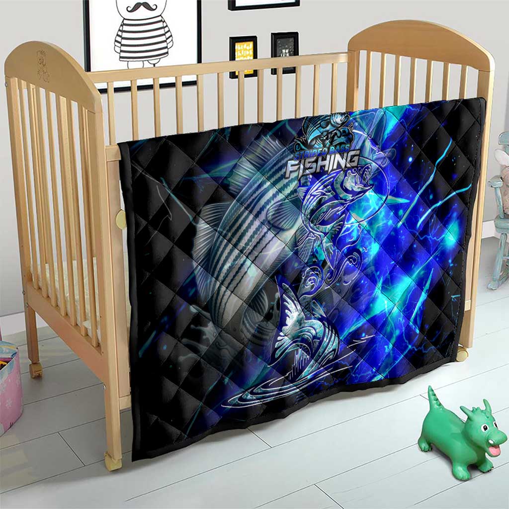 Blue Lightning Striped Bass Quilt Power Surge Fishing Hook Electric Print - Wonder Print Shop