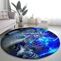 Blue Lightning Striped Bass Round Carpet Power Surge Fishing Hook Electric Print - Wonder Print Shop