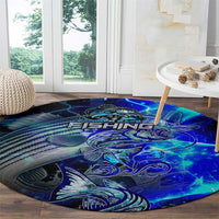 Blue Lightning Striped Bass Round Carpet Power Surge Fishing Hook Electric Print - Wonder Print Shop