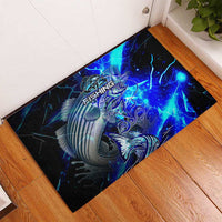 Blue Lightning Striped Bass Rubber Doormat Power Surge Fishing Hook Electric Print - Wonder Print Shop