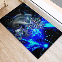 Blue Lightning Striped Bass Rubber Doormat Power Surge Fishing Hook Electric Print - Wonder Print Shop