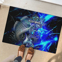Blue Lightning Striped Bass Rubber Doormat Power Surge Fishing Hook Electric Print - Wonder Print Shop