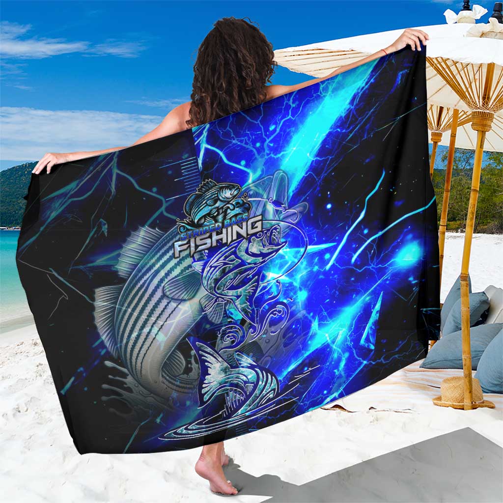Blue Lightning Striped Bass Sarong Power Surge Fishing Hook Electric Print - Wonder Print Shop