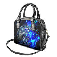 Blue Lightning Striped Bass Shoulder Handbag Power Surge Fishing Hook Electric Print - Wonder Print Shop