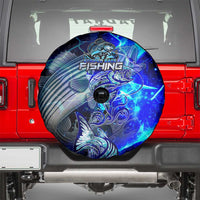 Blue Lightning Striped Bass Spare Tire Cover Power Surge Fishing Hook Electric Print - Wonder Print Shop