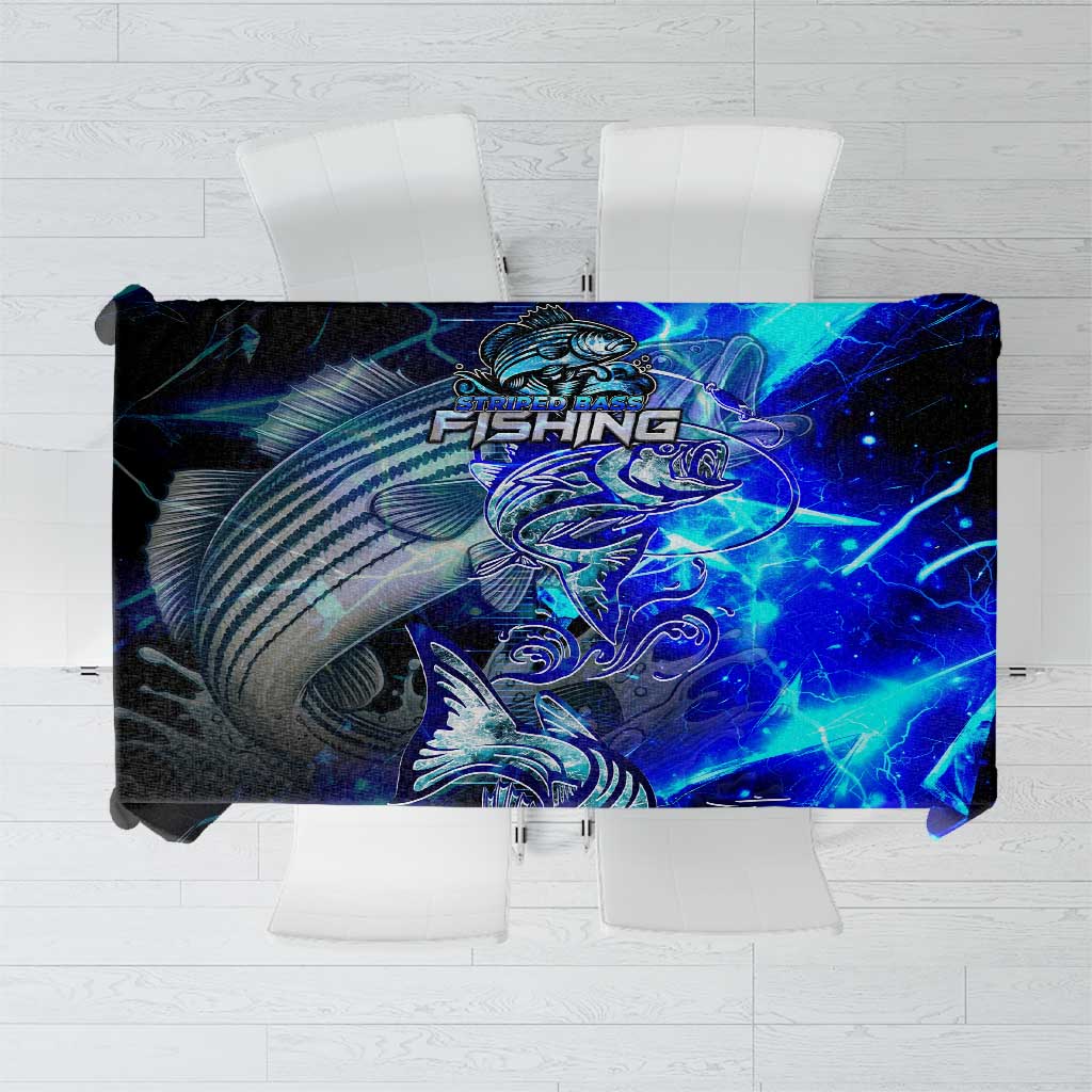 Blue Lightning Striped Bass Tablecloth Power Surge Fishing Hook Electric Print - Wonder Print Shop