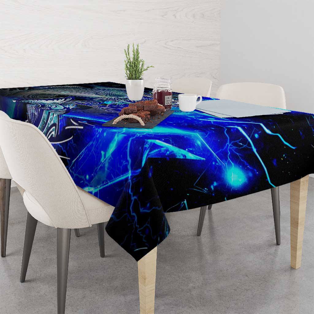 Blue Lightning Striped Bass Tablecloth Power Surge Fishing Hook Electric Print - Wonder Print Shop