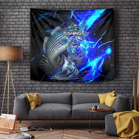 Blue Lightning Striped Bass Tapestry Power Surge Fishing Hook Electric Print - Wonder Print Shop