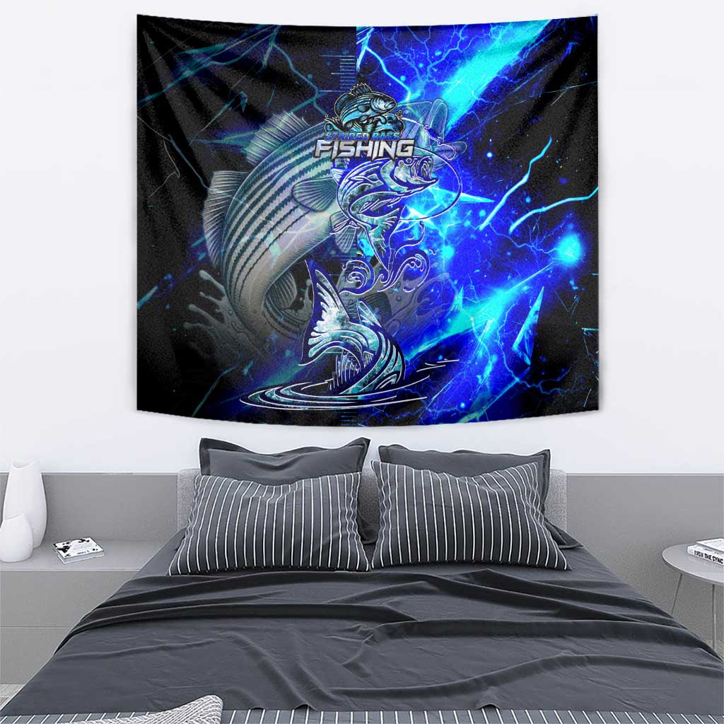 Blue Lightning Striped Bass Tapestry Power Surge Fishing Hook Electric Print - Wonder Print Shop